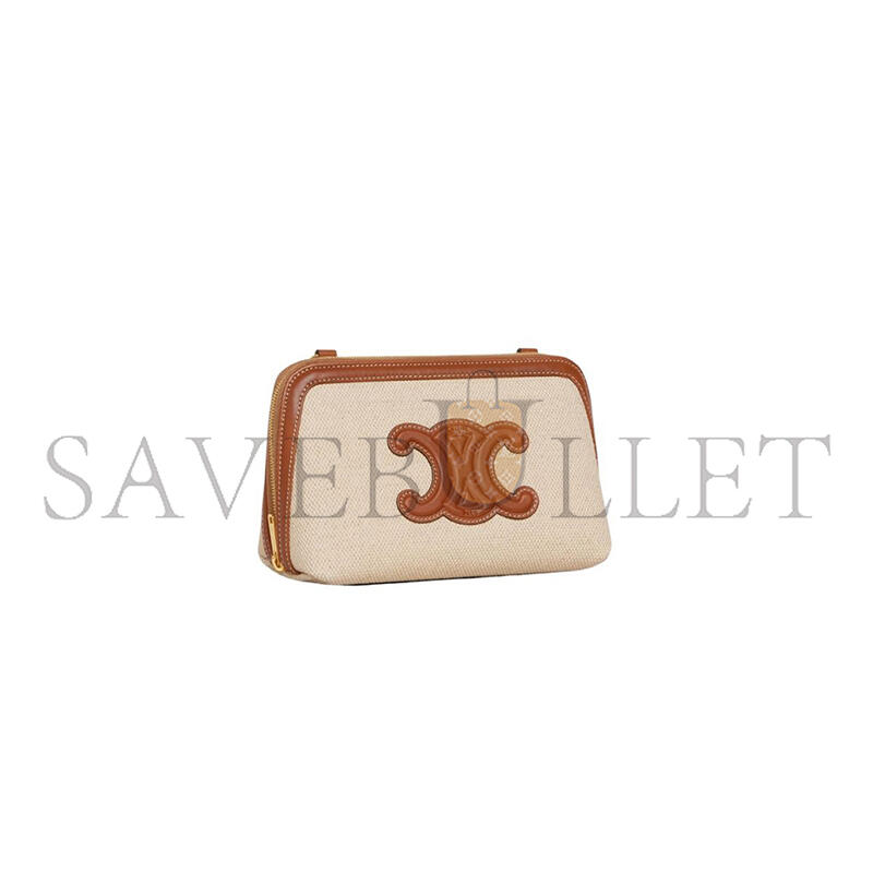 Ce1i*e clutch on chain cuir triomphe in textile and calfskin 10e382dtl-02nt (16.5*11*8cm)